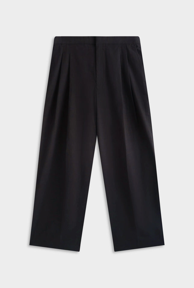 Pleated Poplin Trouser - Black