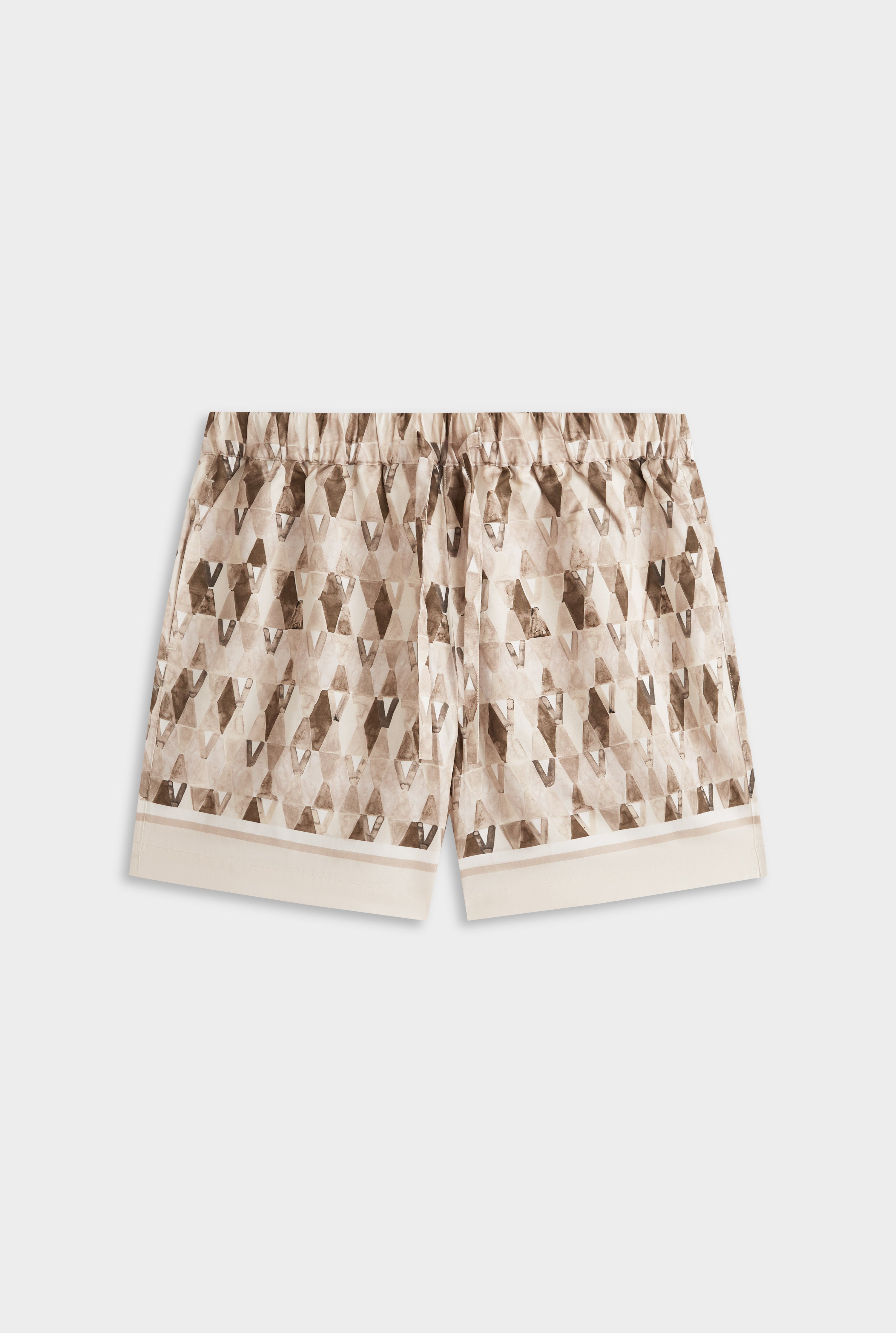 Relaxed Tencel Short - Beige Painted V Monogram