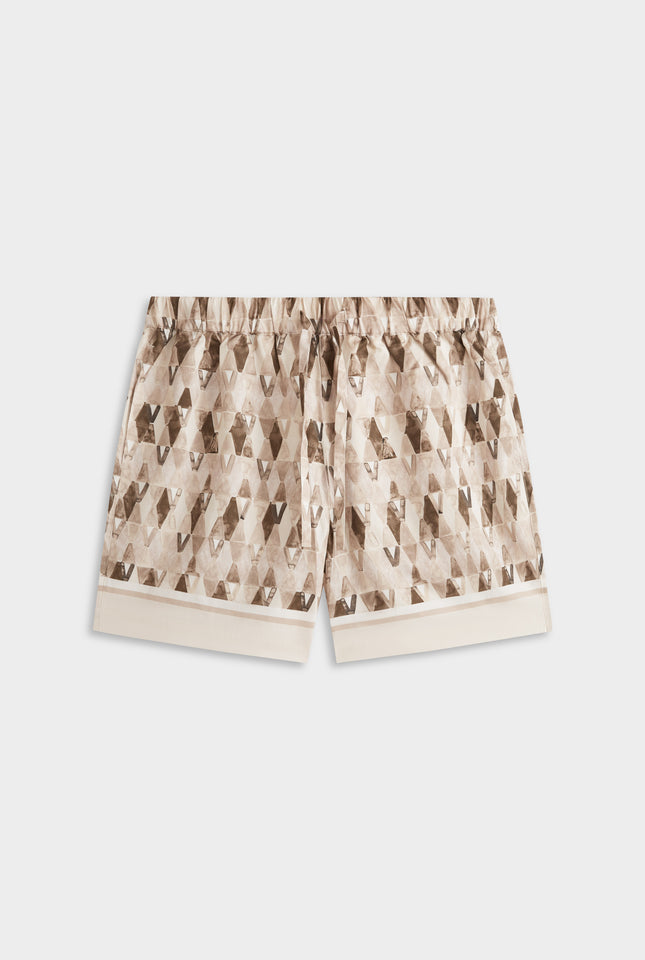 Relaxed Tencel Short - Beige Painted V Monogram