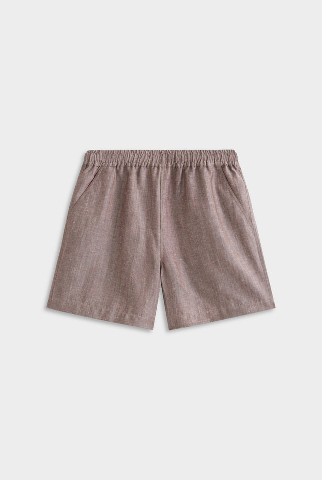 Wool Linen Lounge Short - Brown