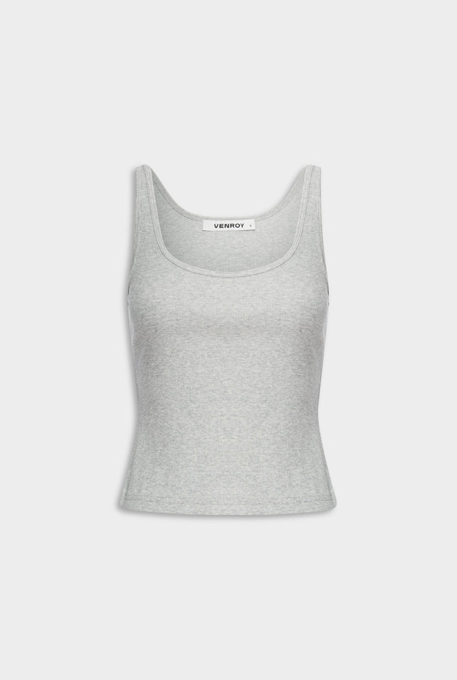Rib Jersey Tank - Grey Marl