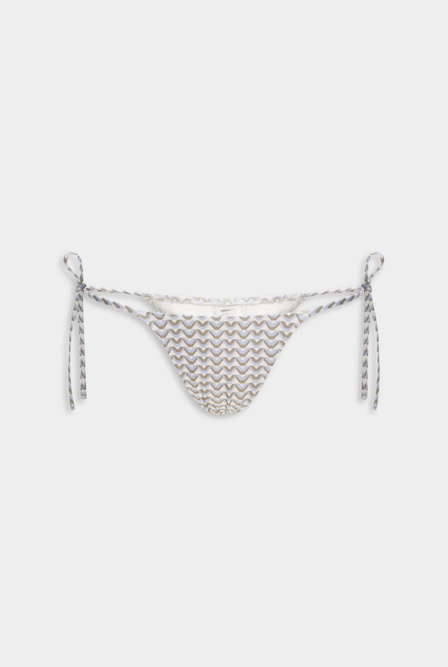 Tie Side Bikini Brief - Cream/Blue/Olive V Monogram