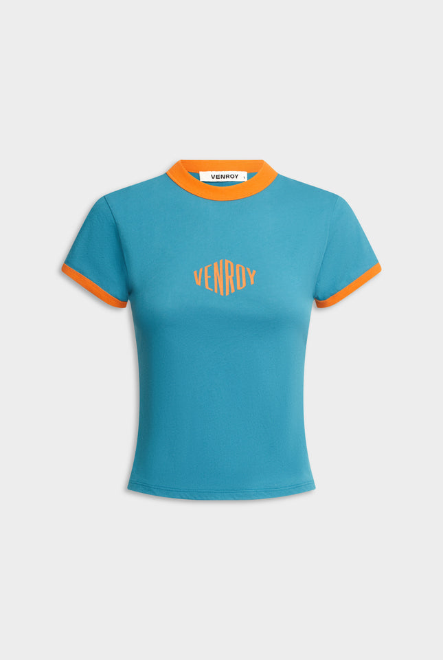 Venroy Lightweight Cotton Baby Tee - Ocean Blue/Orange