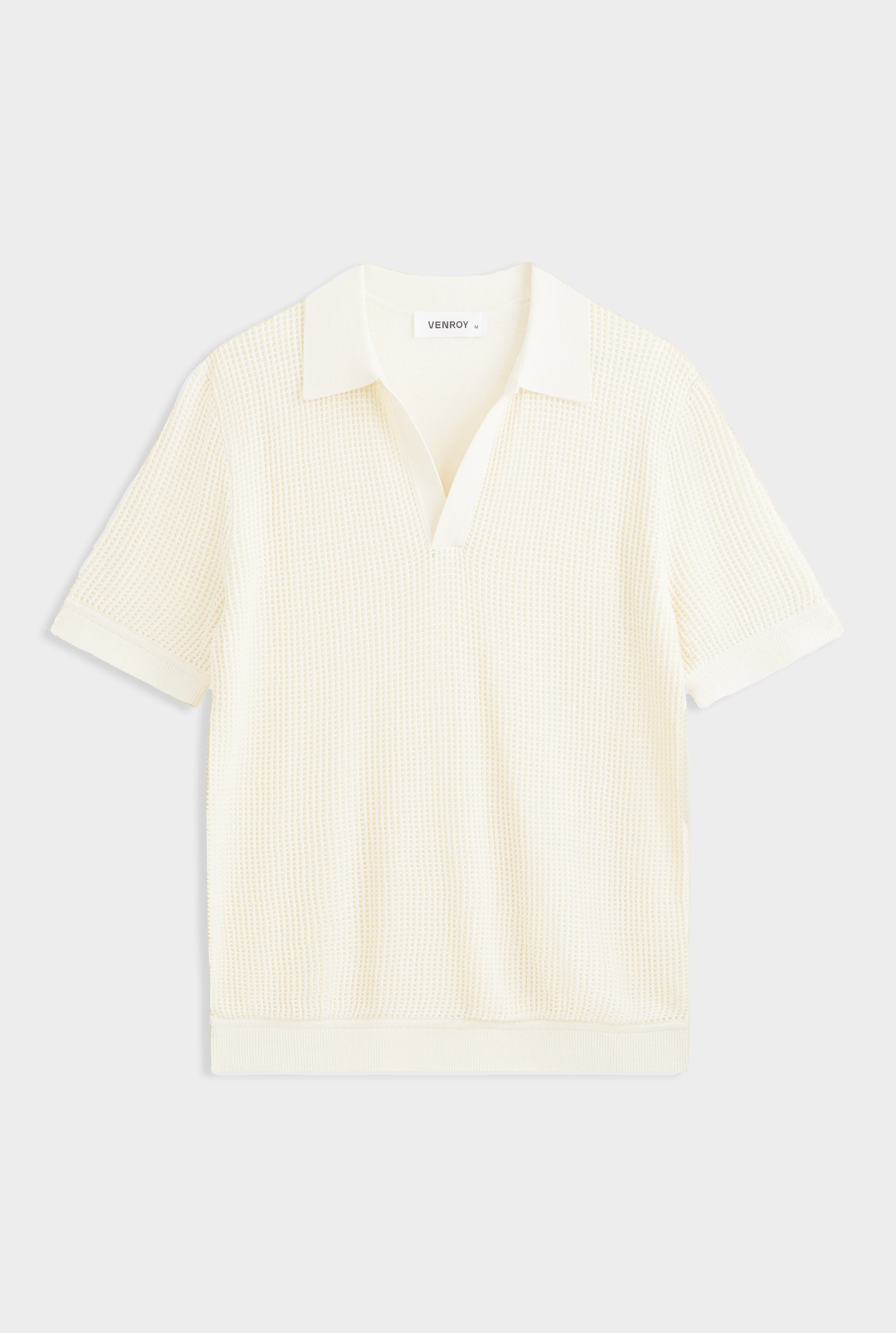 Boucle Border Knit Polo - Off White