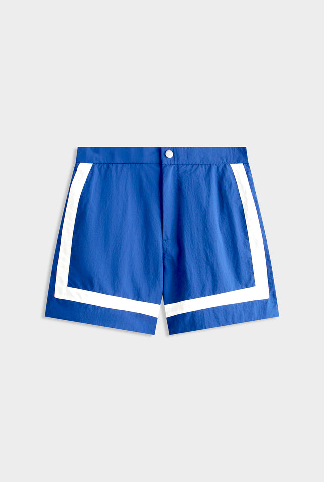Snaplock Panelled Border Swim Short - Royal Blue/Cream