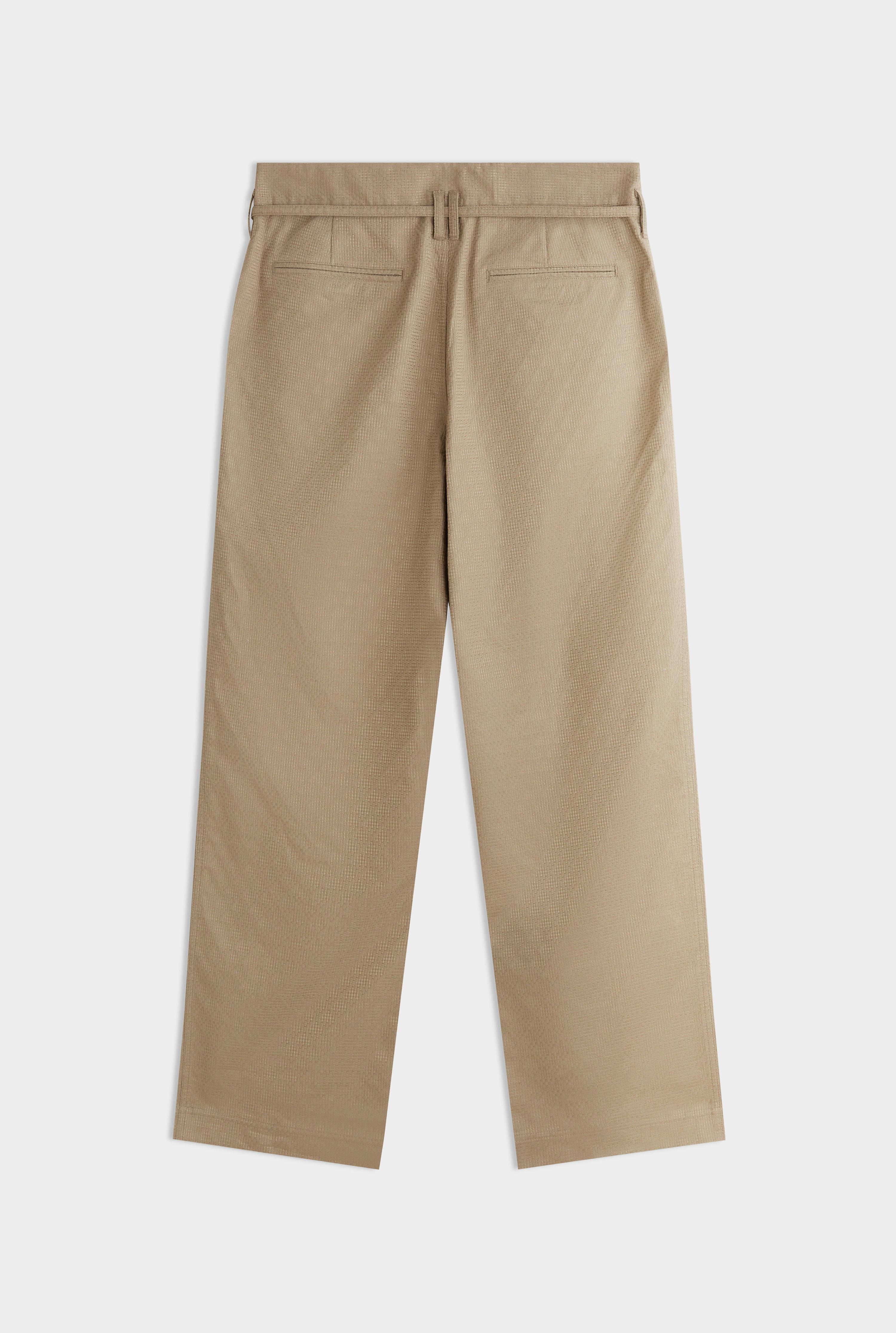 Textured Belt Detail Trouser - Laurel Oak