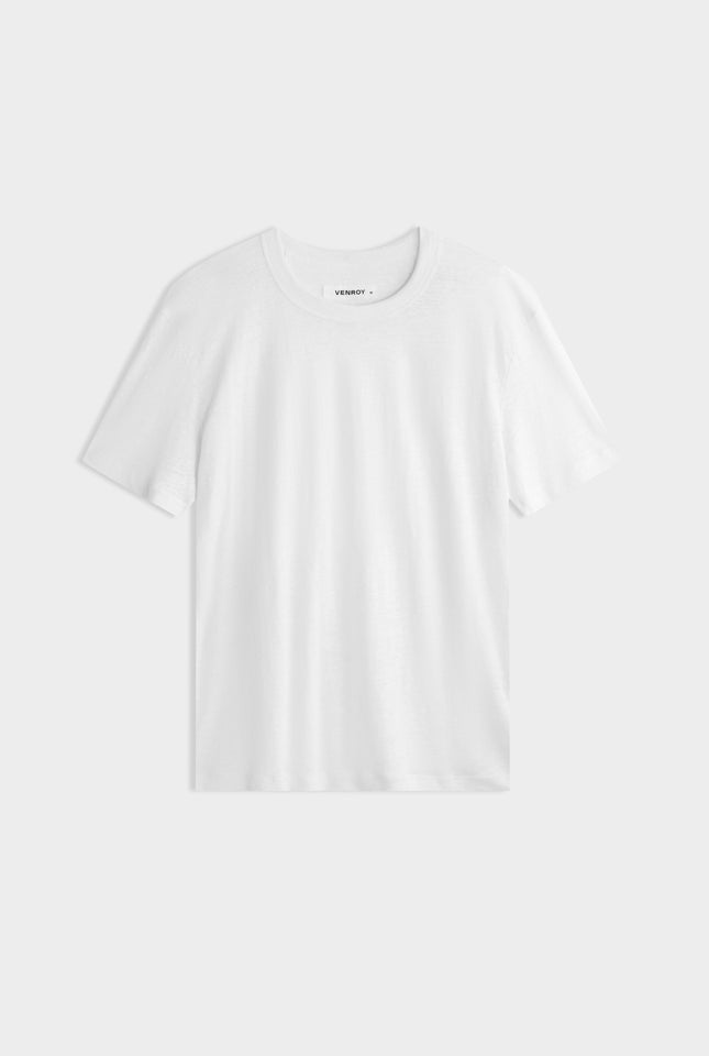 Coverstitch Linen T-Shirt - White