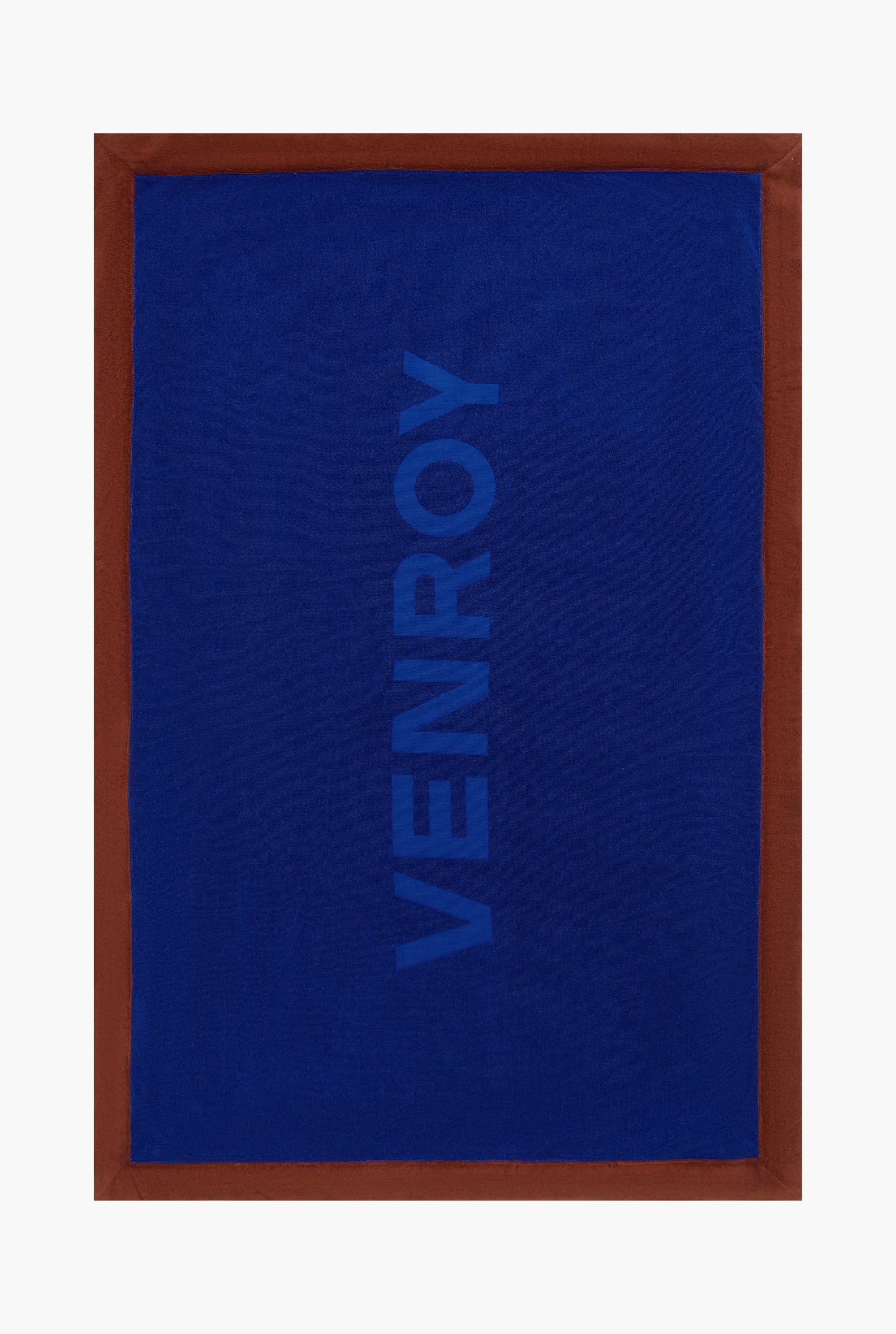 Venroy Border Towel - Royal Blue/Mahogany Brown