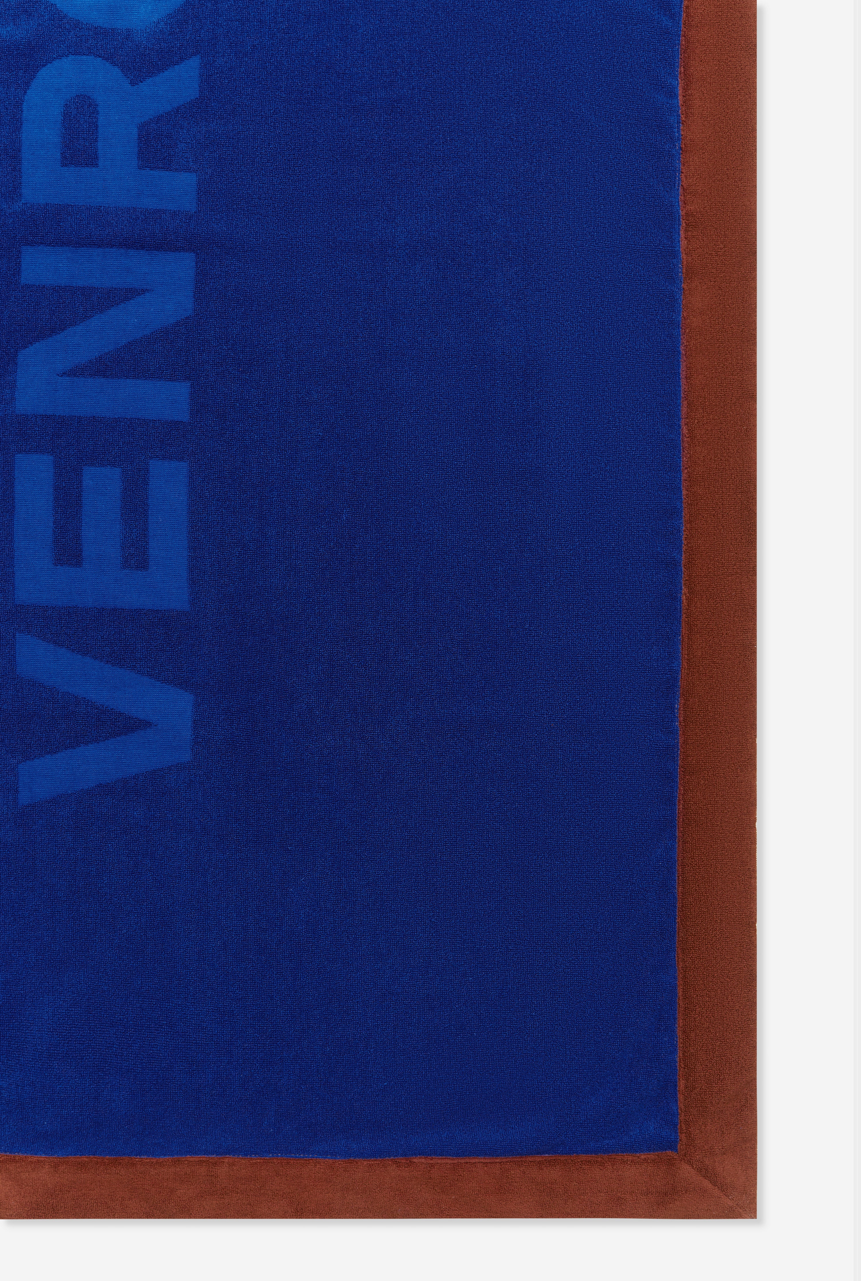 Venroy Border Towel - Royal Blue/Mahogany Brown