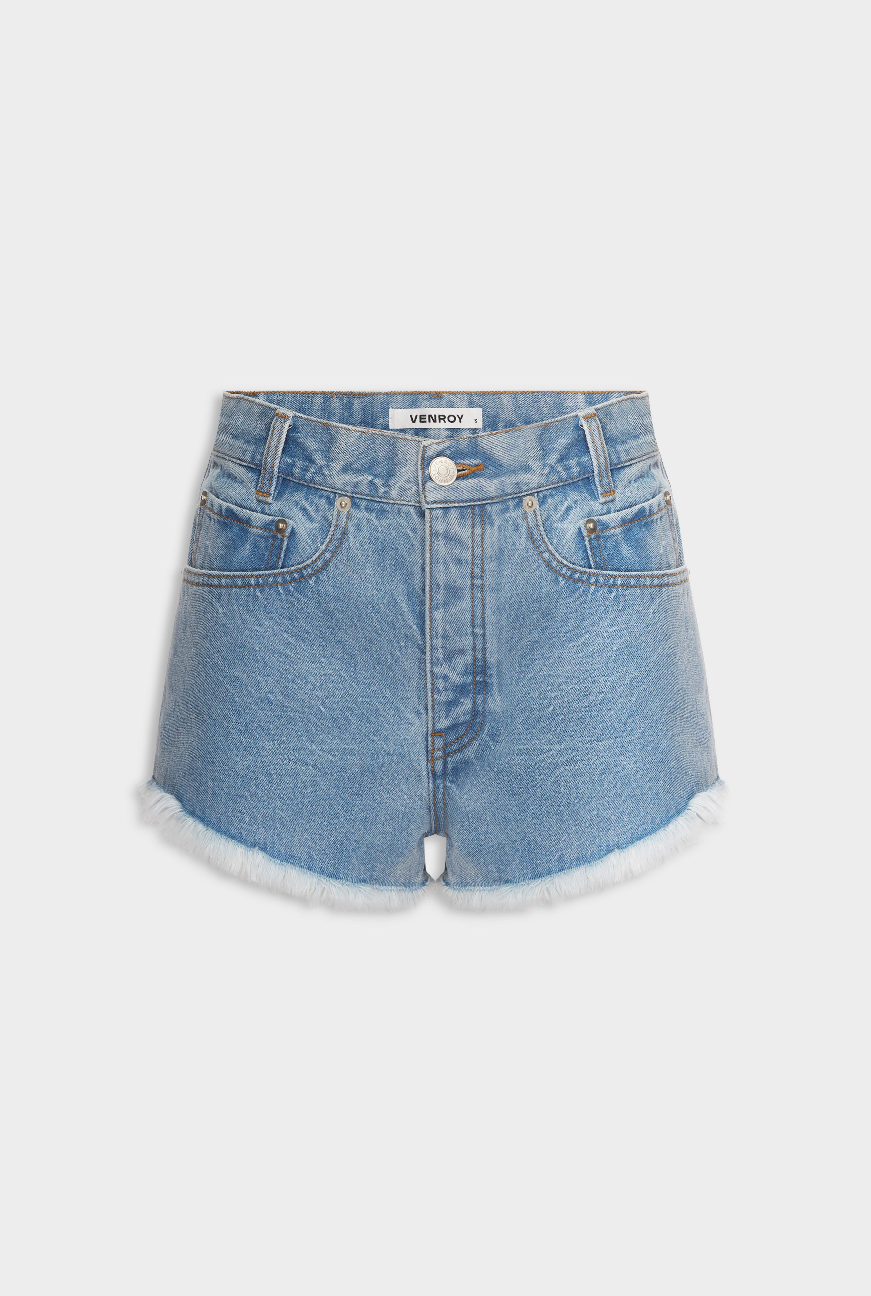 Cut Off Denim Short - Light Blue