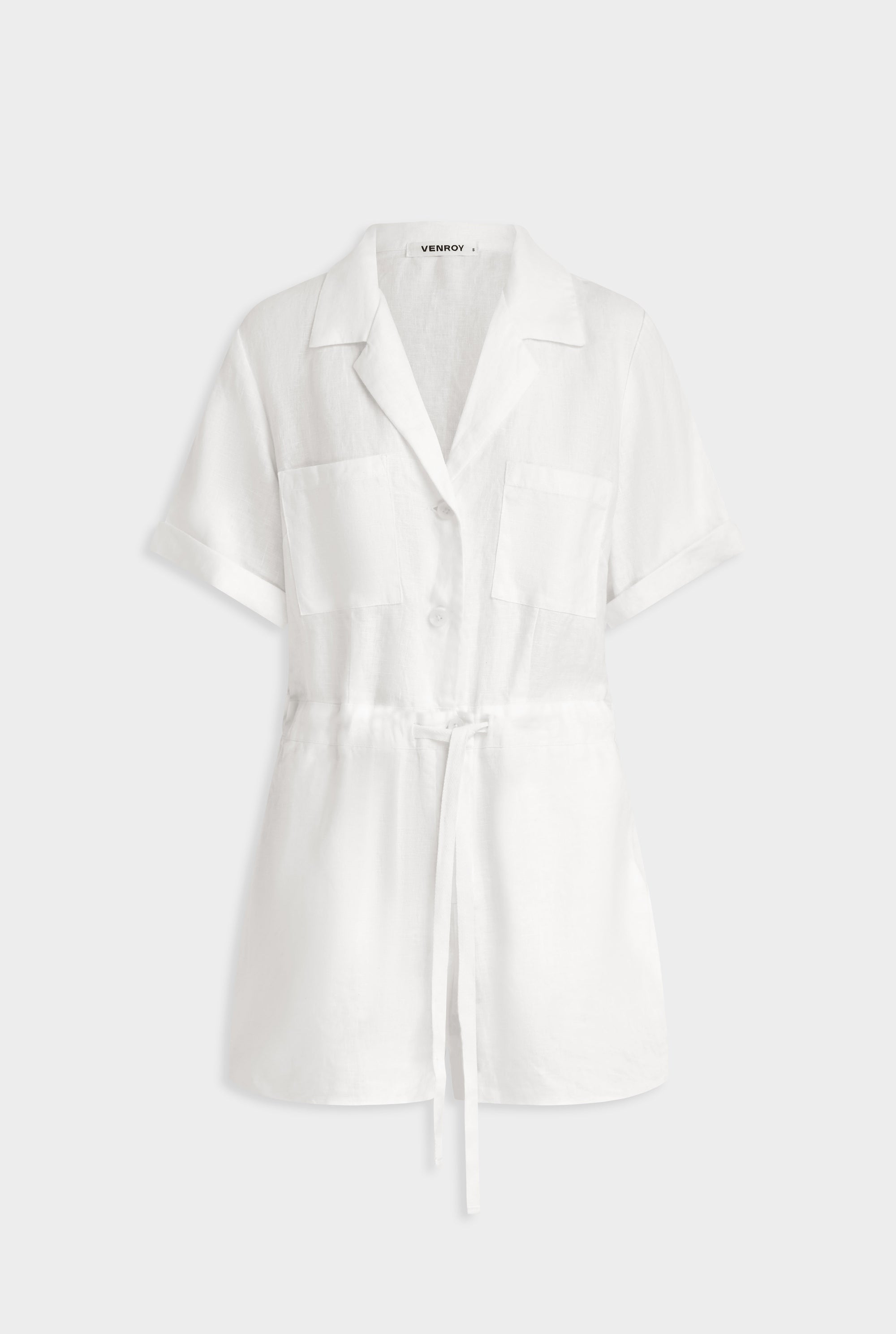 Camp Collar Playsuit - White