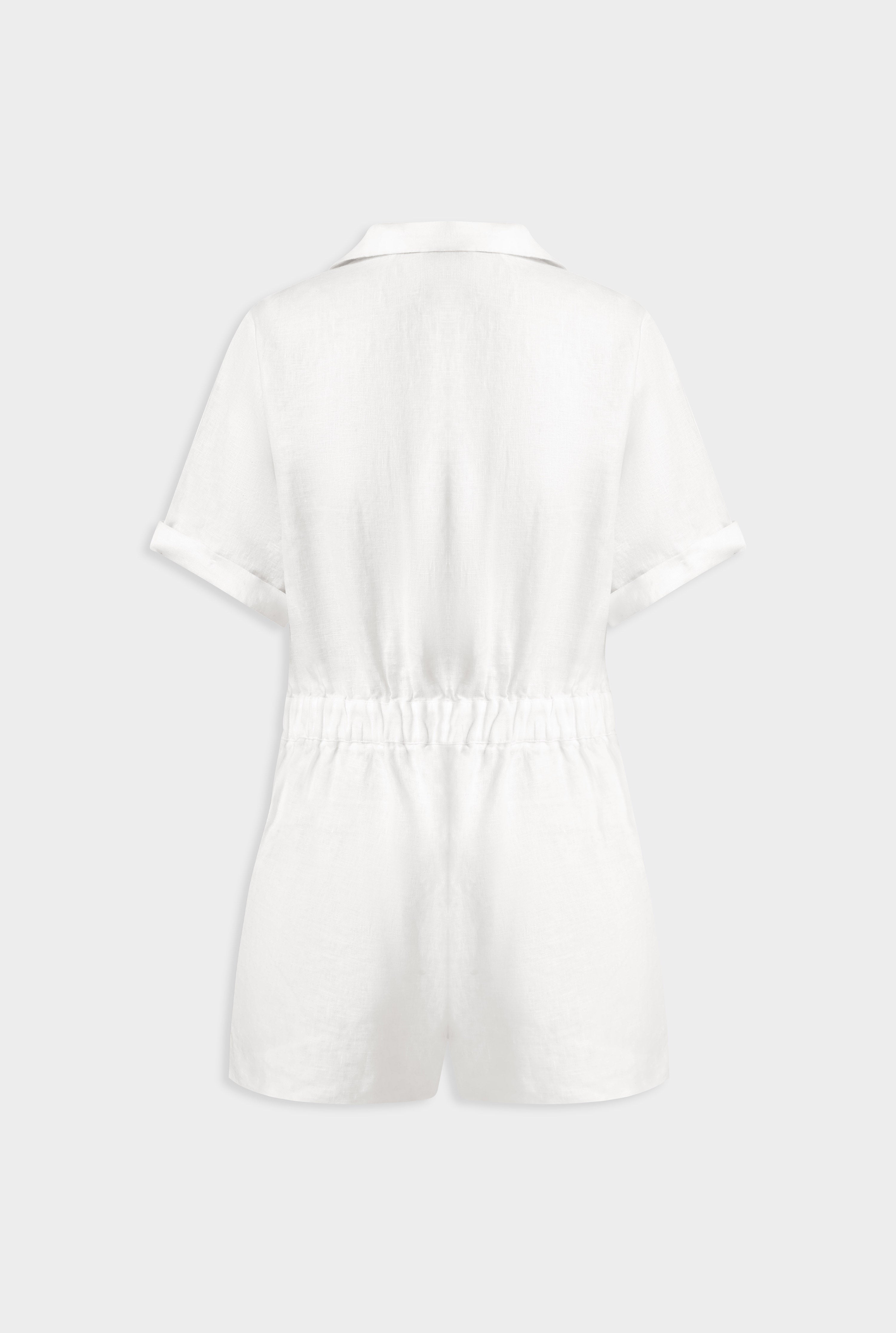 Camp Collar Playsuit - White