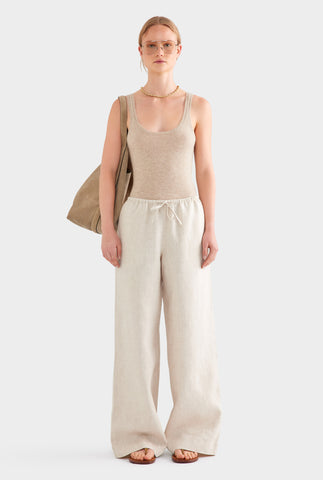 Heavyweight Wide Leg Linen Pant - Sand