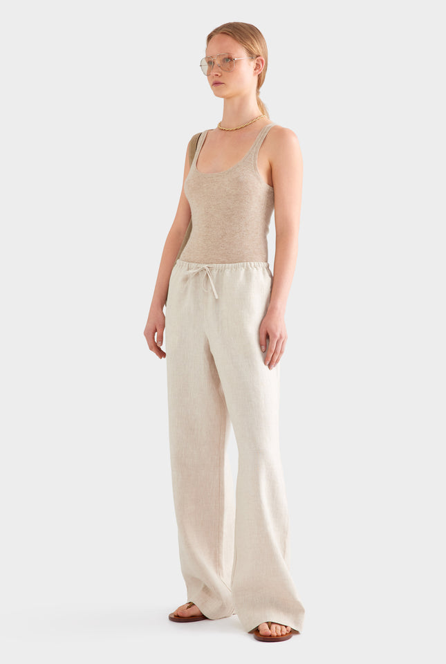 Heavyweight Wide Leg Linen Pant - Sand