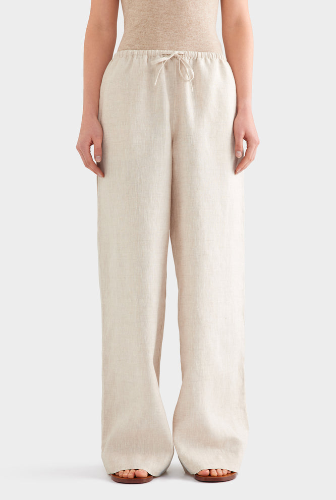 Heavyweight Wide Leg Linen Pant - Sand