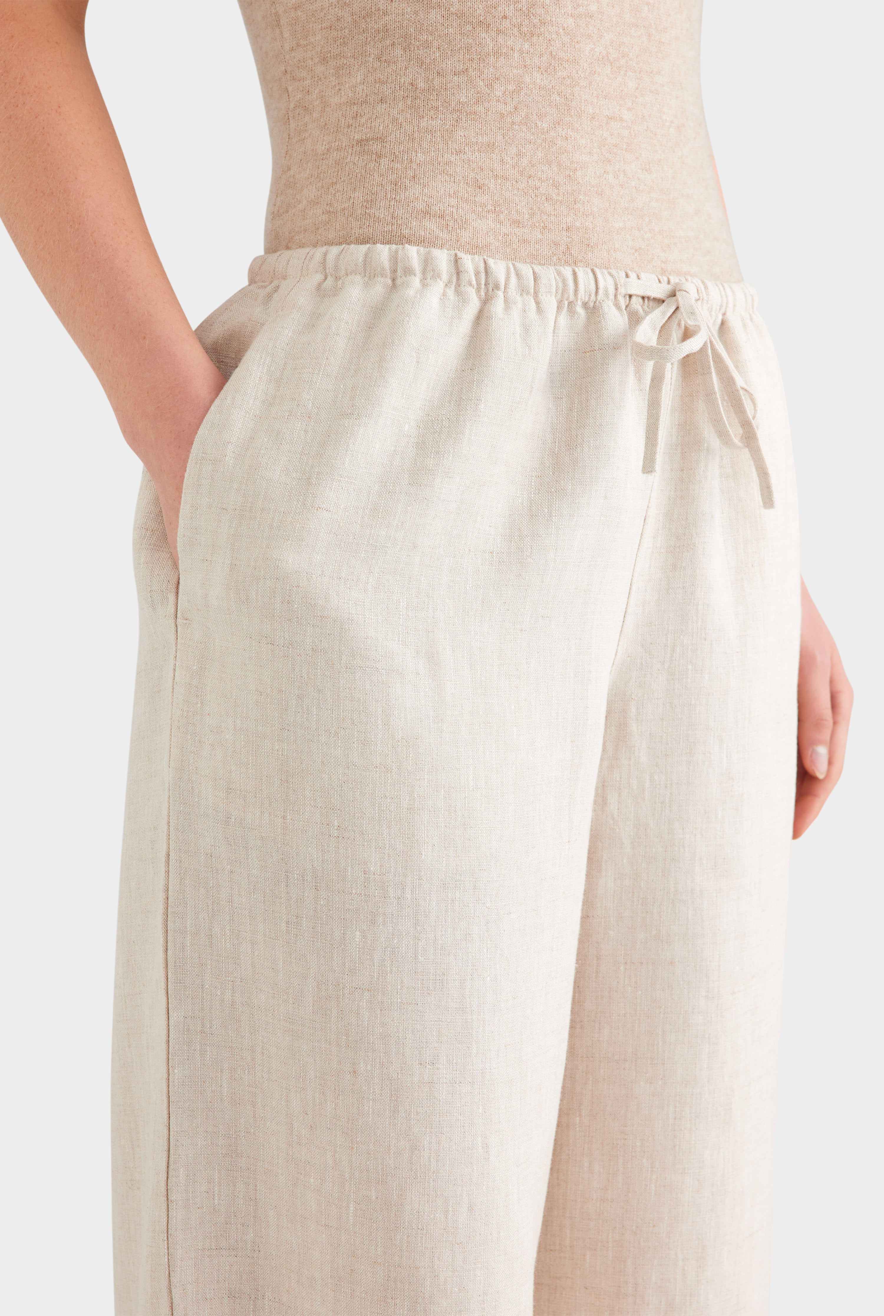 Heavyweight Wide Leg Linen Pant - Sand