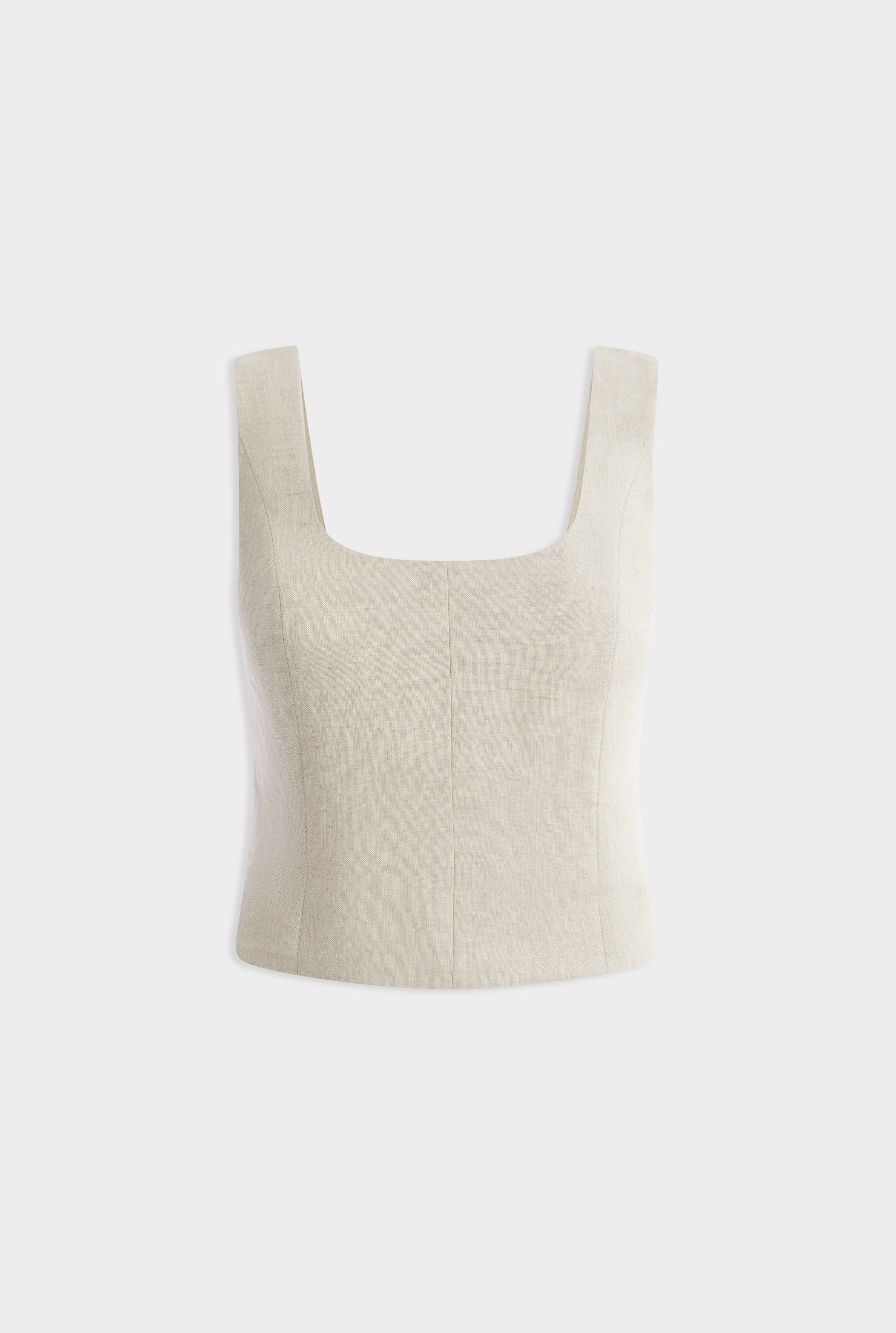 Linen Panelled Top -  Sand