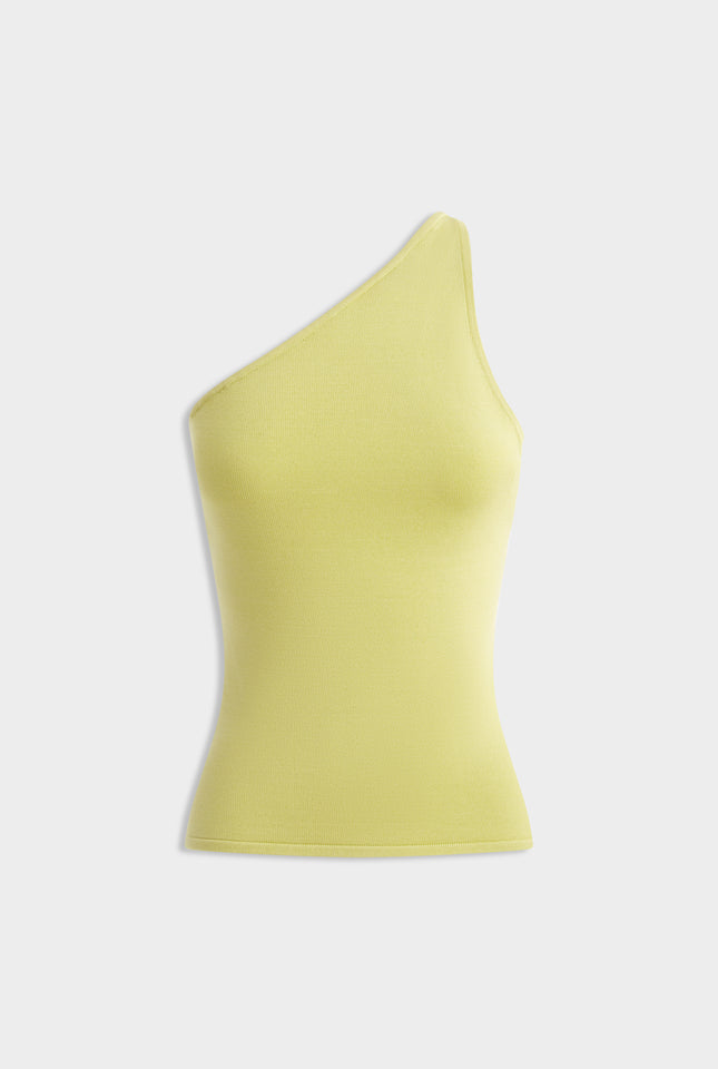 One Shoulder Knit Tank -  Lemongrass