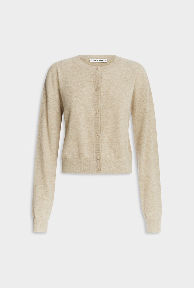 Dropshoulder Cashmere Cardigan - Sand