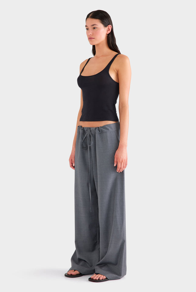 Wool Paperbag Pant - Dark Grey Marl