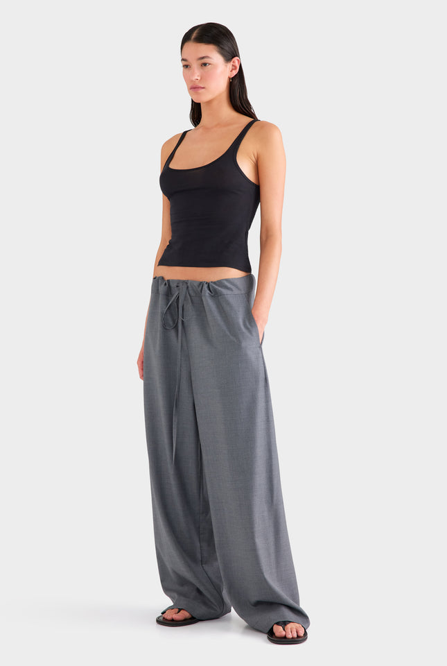 Wool Paperbag Pant - Dark Grey Marl