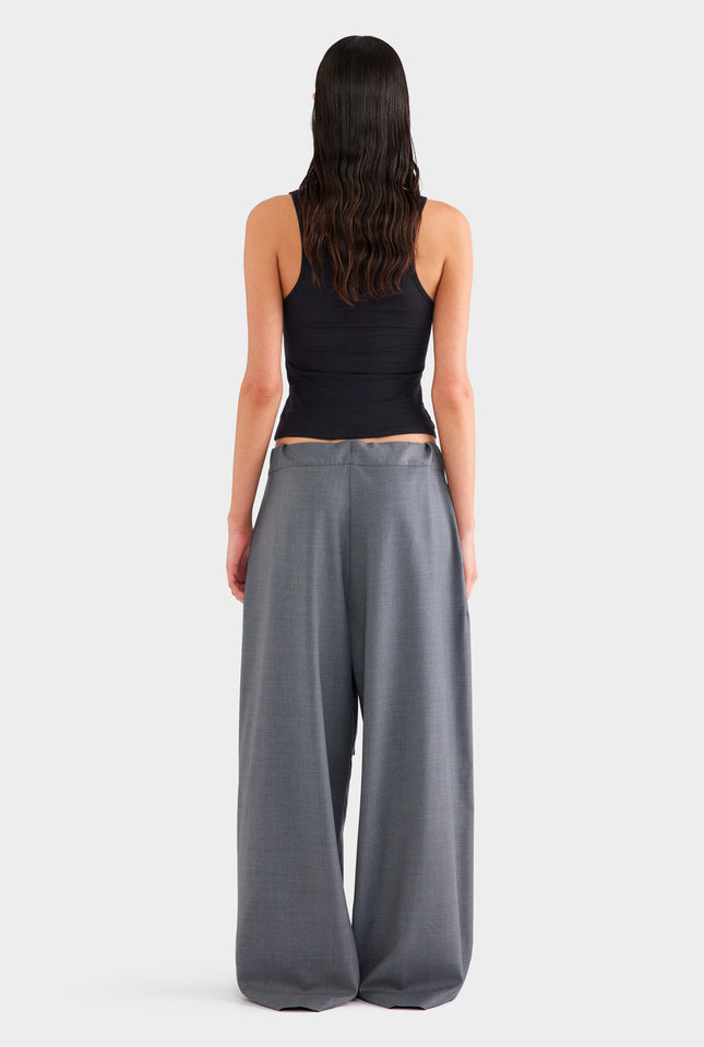 Wool Paperbag Pant - Dark Grey Marl