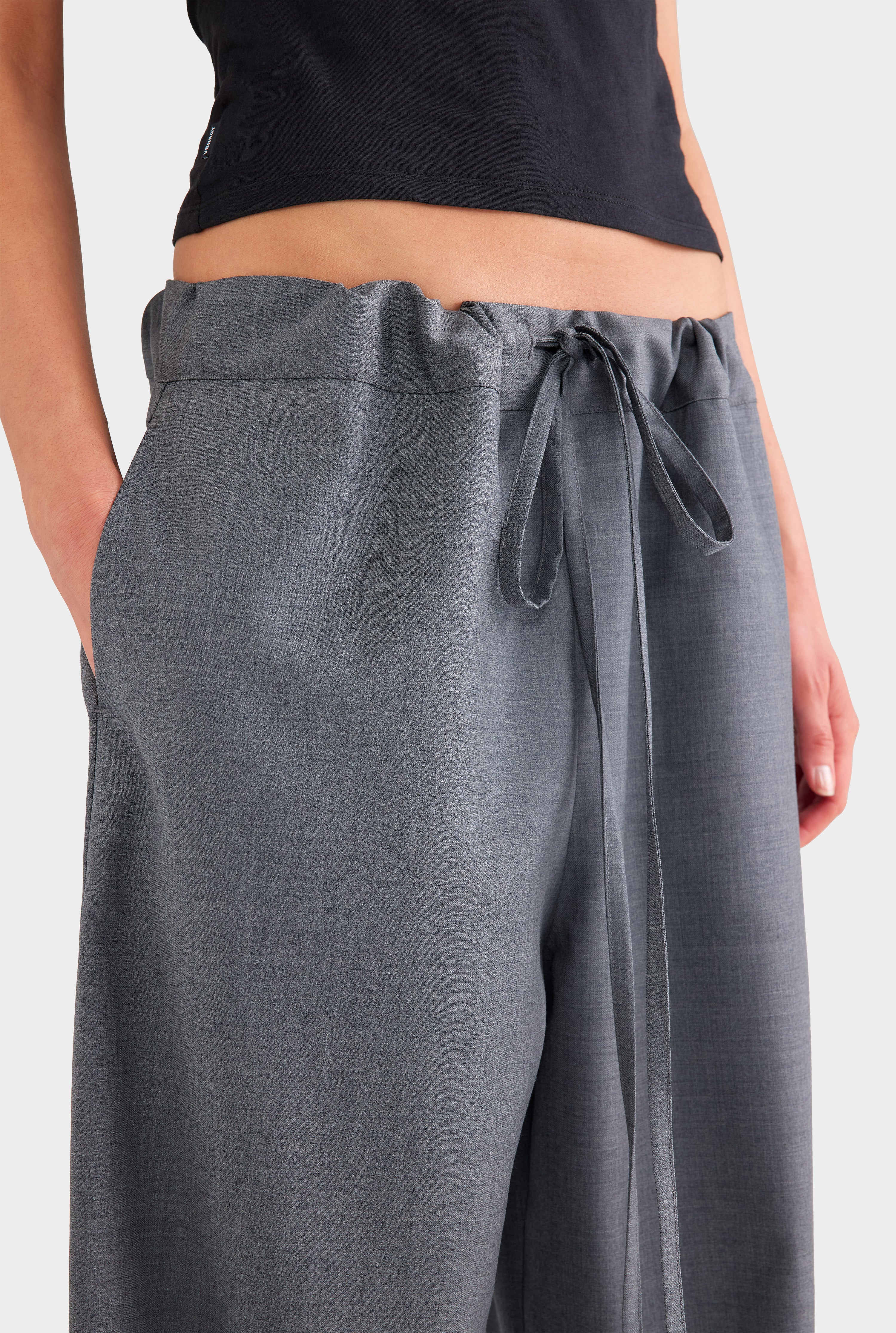 Wool Paperbag Pant - Dark Grey Marl