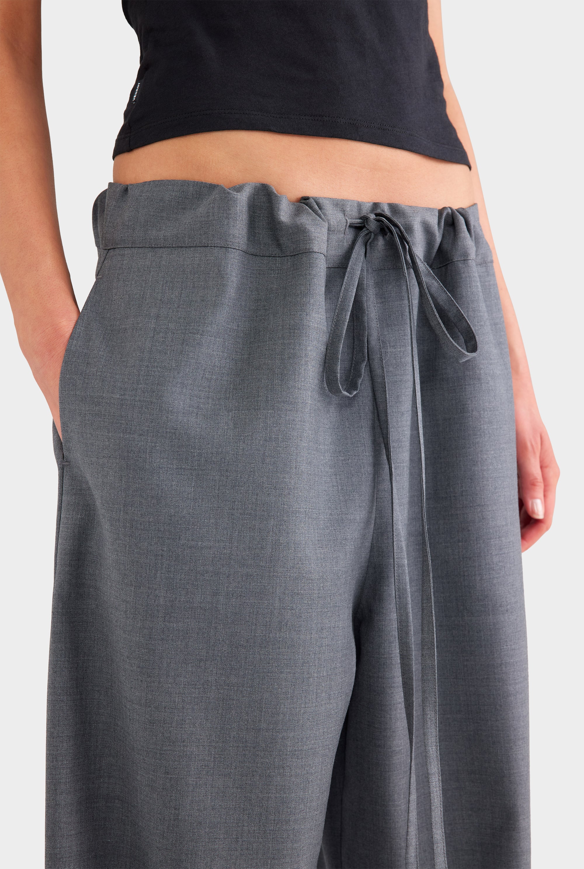 Wool Paperbag Pant - Dark Grey Marl
