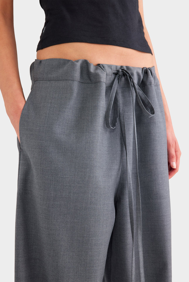 Wool Paperbag Pant - Dark Grey Marl