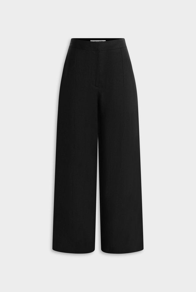 Panelled Linen Pant - Black