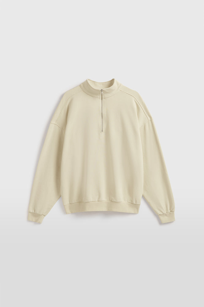 Unisex Track Zip Sweater - Bone White