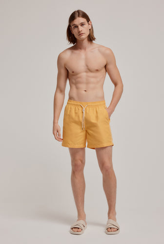 Piped Solid Swim Short - Tangerine/Natural