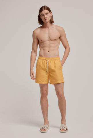 Piped Solid Swim Short - Tangerine/Natural
