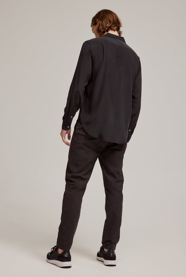 Original Long Sleeve Silk Camp Collar Shirt - Black