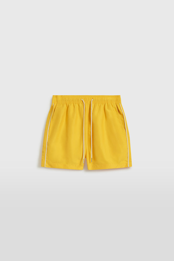 Piped Solid Swim Short - Tangerine/Natural