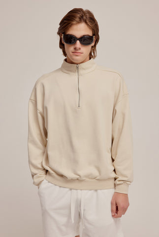Unisex Track Zip Sweater - Bone White